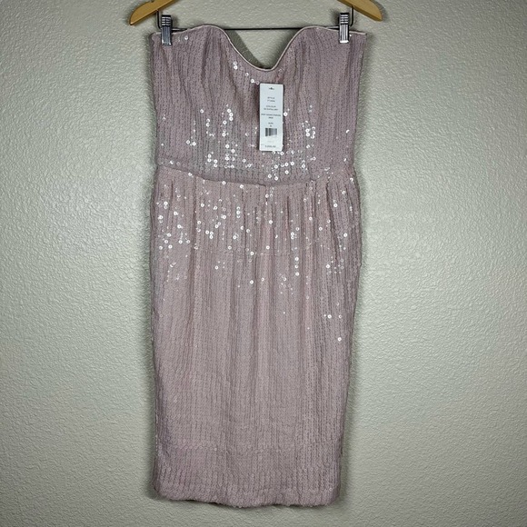 French Connection Spicey Sequin Strapless Mini Dress Grey/Pink Spicy Size 8 - Picture 2 of 12